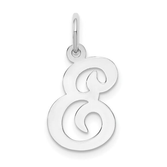 14k White Gold, Sophia Collection, Small Script Initial E Pendant - Picture 1 of 5